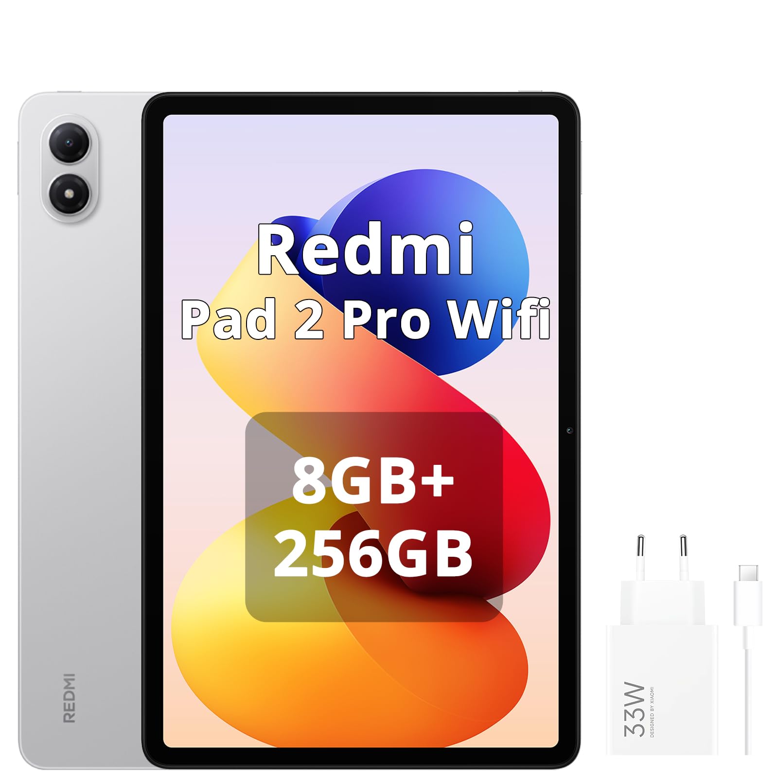 XIAOMI REDMI Pad 2 Pro, 8+256 GB,Display da 12,1" 2,5 K 120 Hz, batteria Gigante da 12000 mAh (tipica), processore da 4 NM,connettività senza interruzioni,argento,con caricatore da 33 W