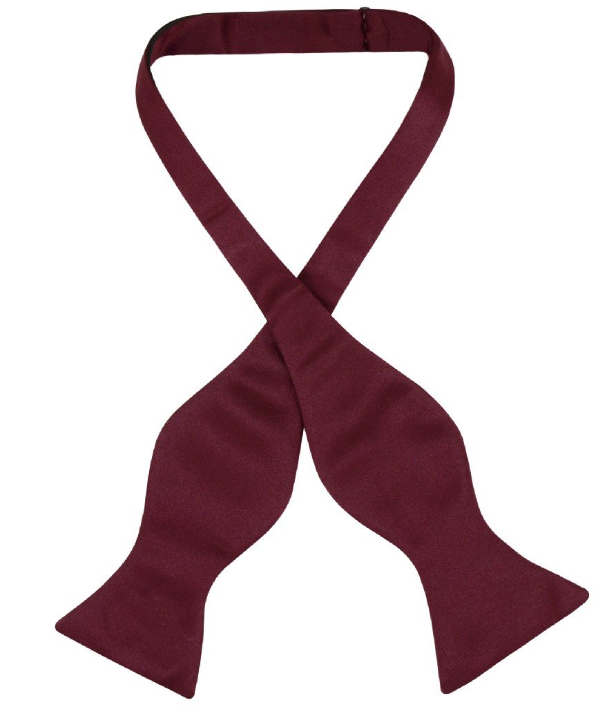 Vesuvio Napoli SELF TIE Bow Tie Solid BURGUNDY Color Men's BowTie