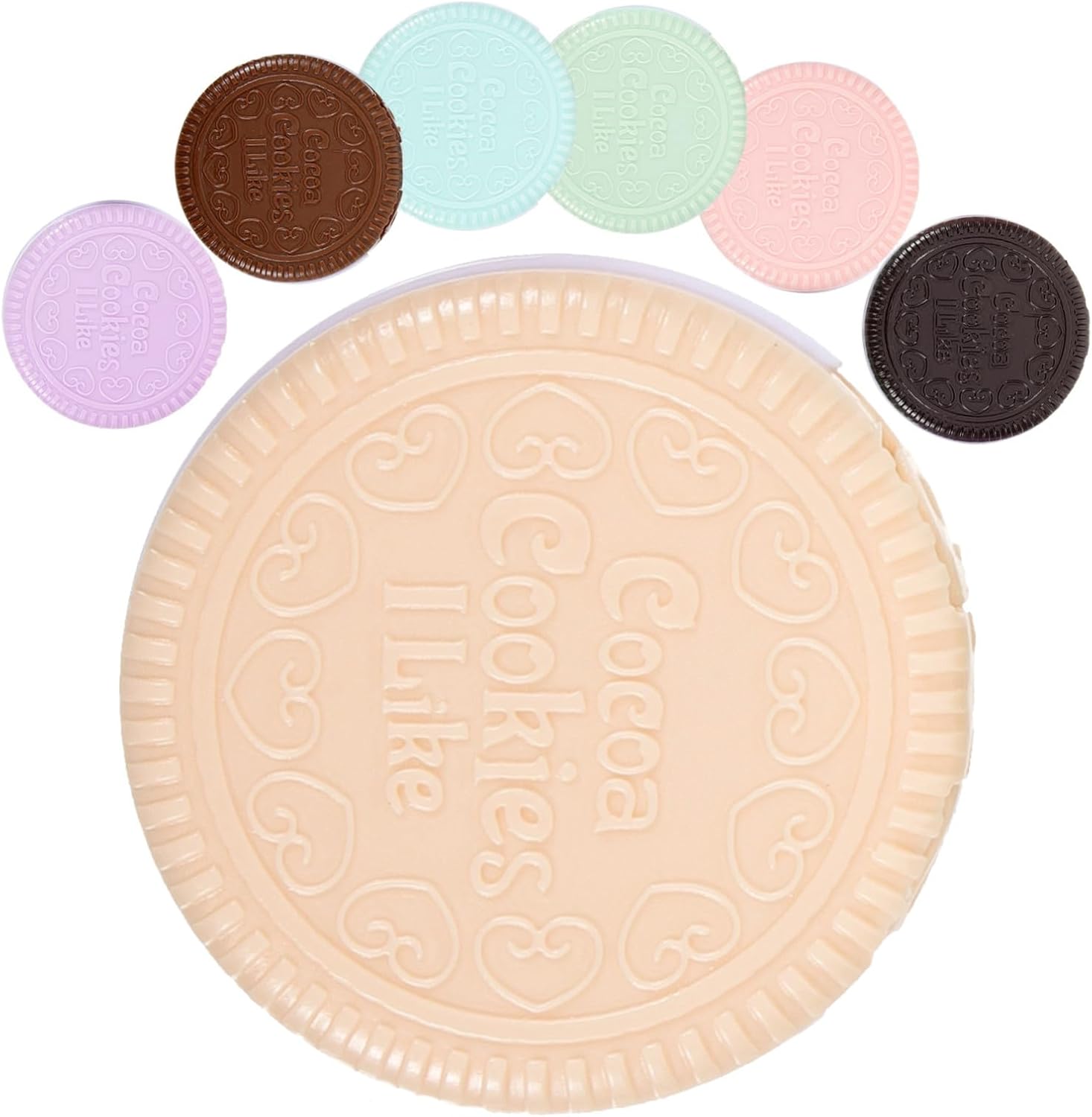 Healifty 7PCS Chocolate Cookies Pocket Mirrors with Comb Compact Cosmetic Makeup Mirrors in Dark Brown Light Brown Yellow Blue Green Pink Purple Portable and Lightweight for Women