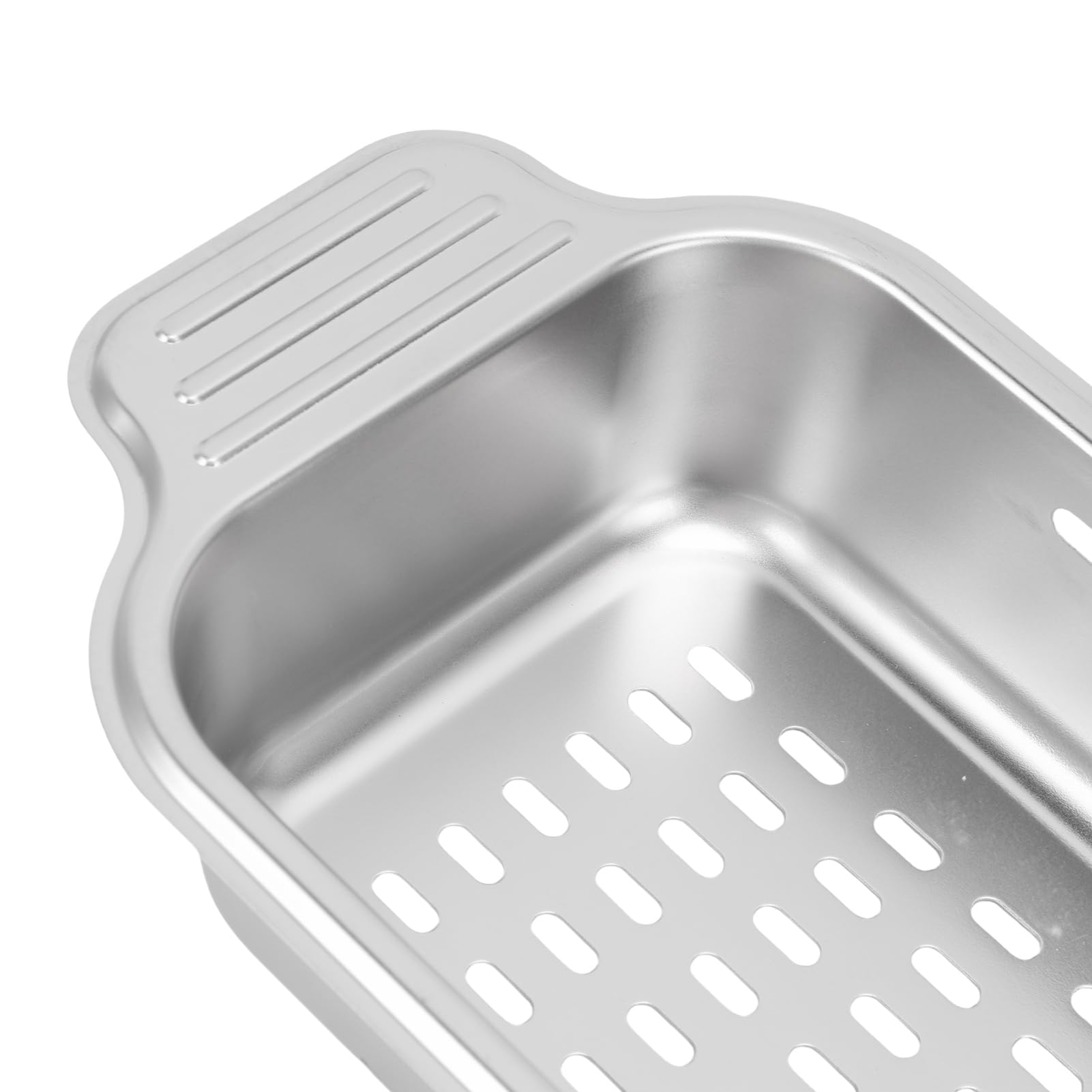Colador sobre el fregadero Colador sobre el colador Cesta de drenaje extensible Acero inoxidable 304 Colador sobre el fregadero para cocina Lavar verduras Frutas (Tamaño pequeño)