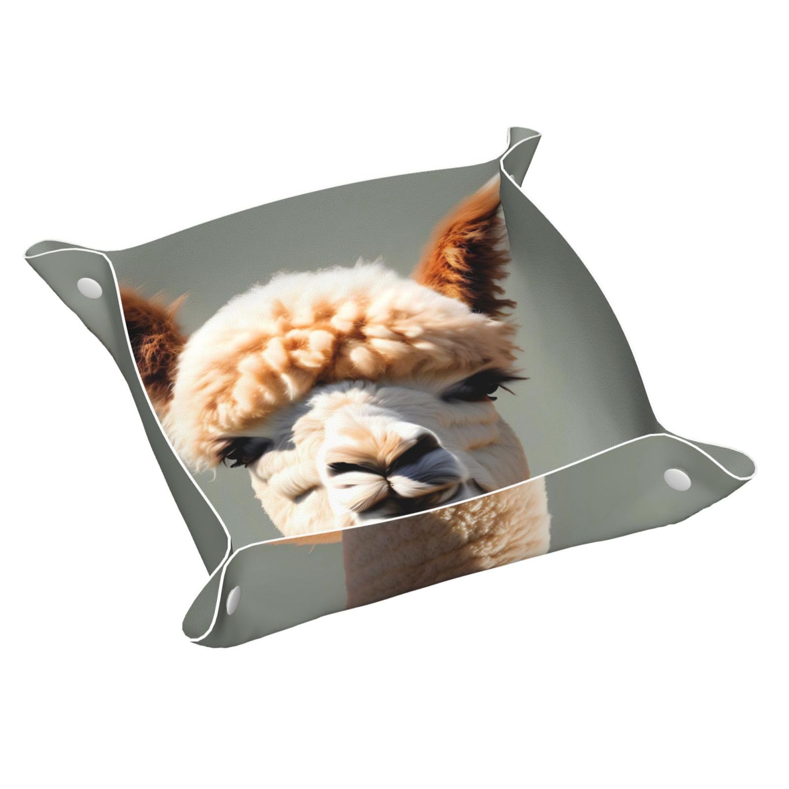 Alpaca Avatar Leather Tray Organizer Practical Storage for Bedside Vanity Tray Nightstand Home and Office Use