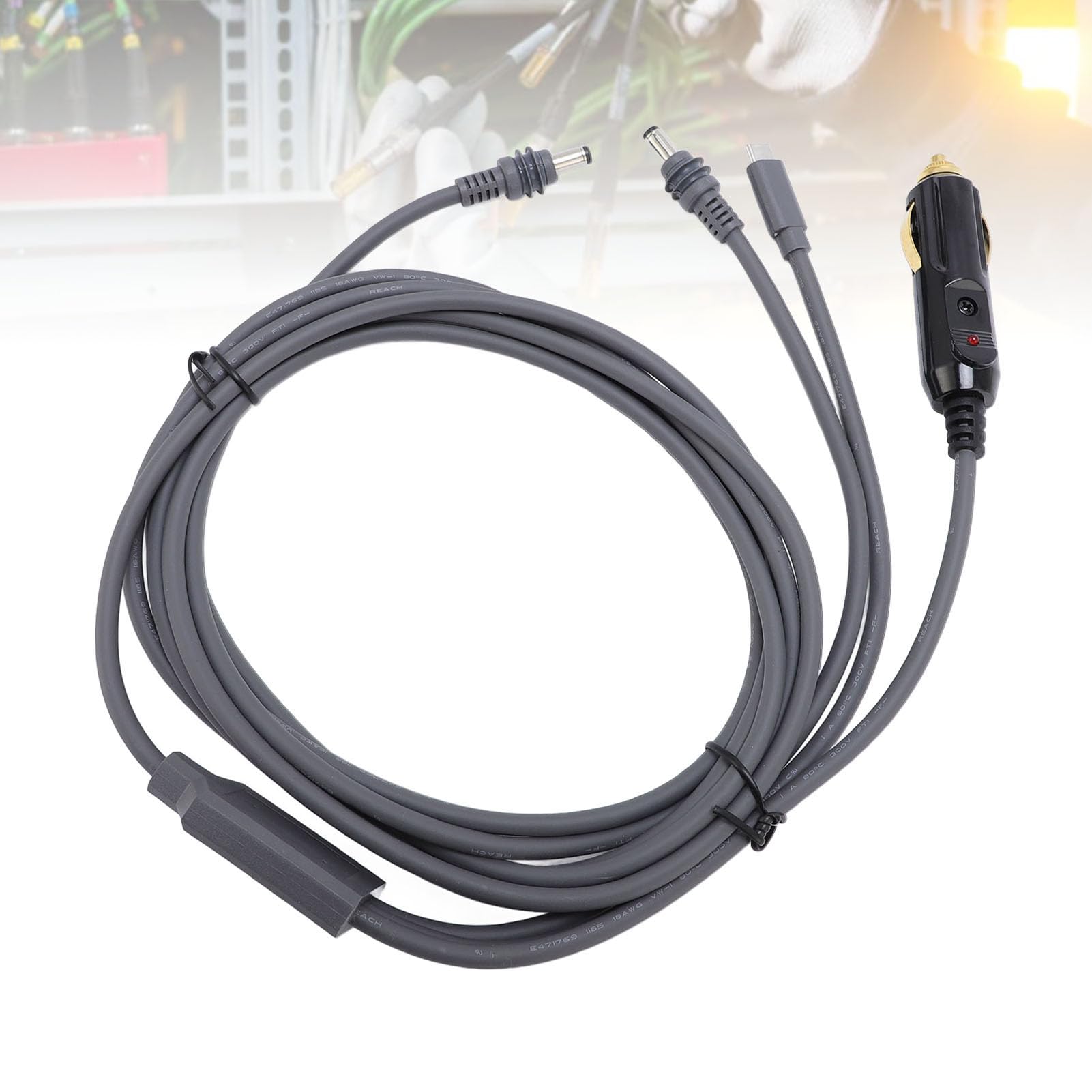 Topiky Kabel Zasilający Prądu Stałego Wygodna ładowarka Samochodowa 12V-24V do Codziennego Użytku Guma Miedź Plastik (#5)