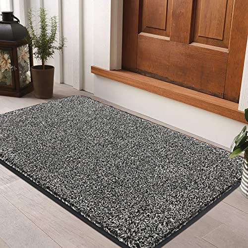 Pauwer Fußmatte Rutschfester Eingangstürmatte Waschbar strapazierfähiger Schmutzfänger Teppich für Eingang, Patio, Flur, Garten, Innen und Außen (45X70cm, Schwarz)