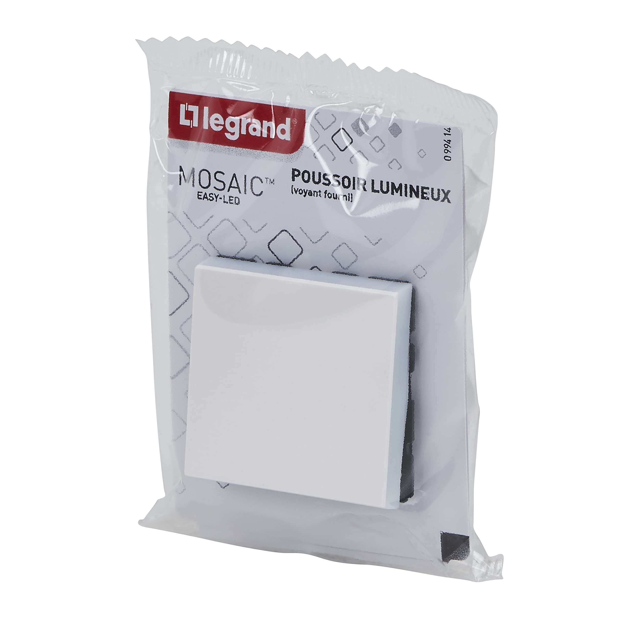 Legrand - Poussoir lumineux avec voyant Mosaic Easy-Led 6A 2 modules - blanc