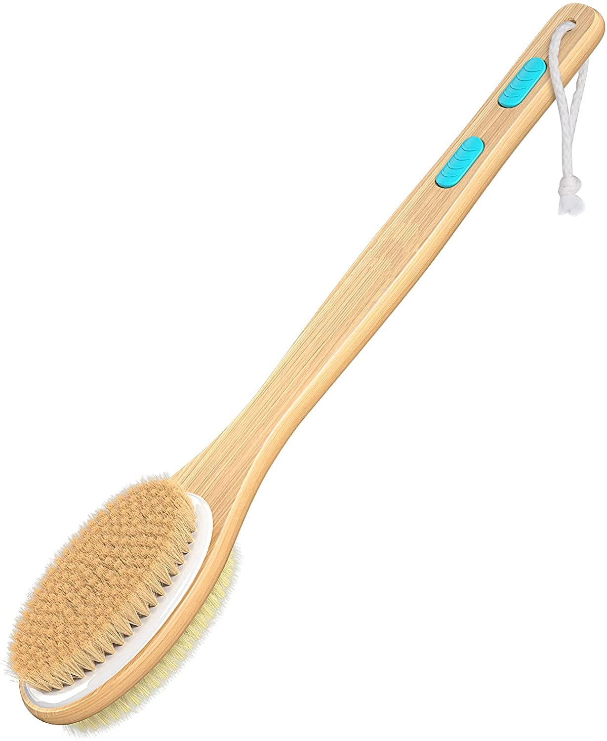NIDY® Shower Brush with Soft and Stiff Bristles, Bath Dual-Sided Long Handle Back Scrubber Body Exfoliator for Wet or Dry Brushing