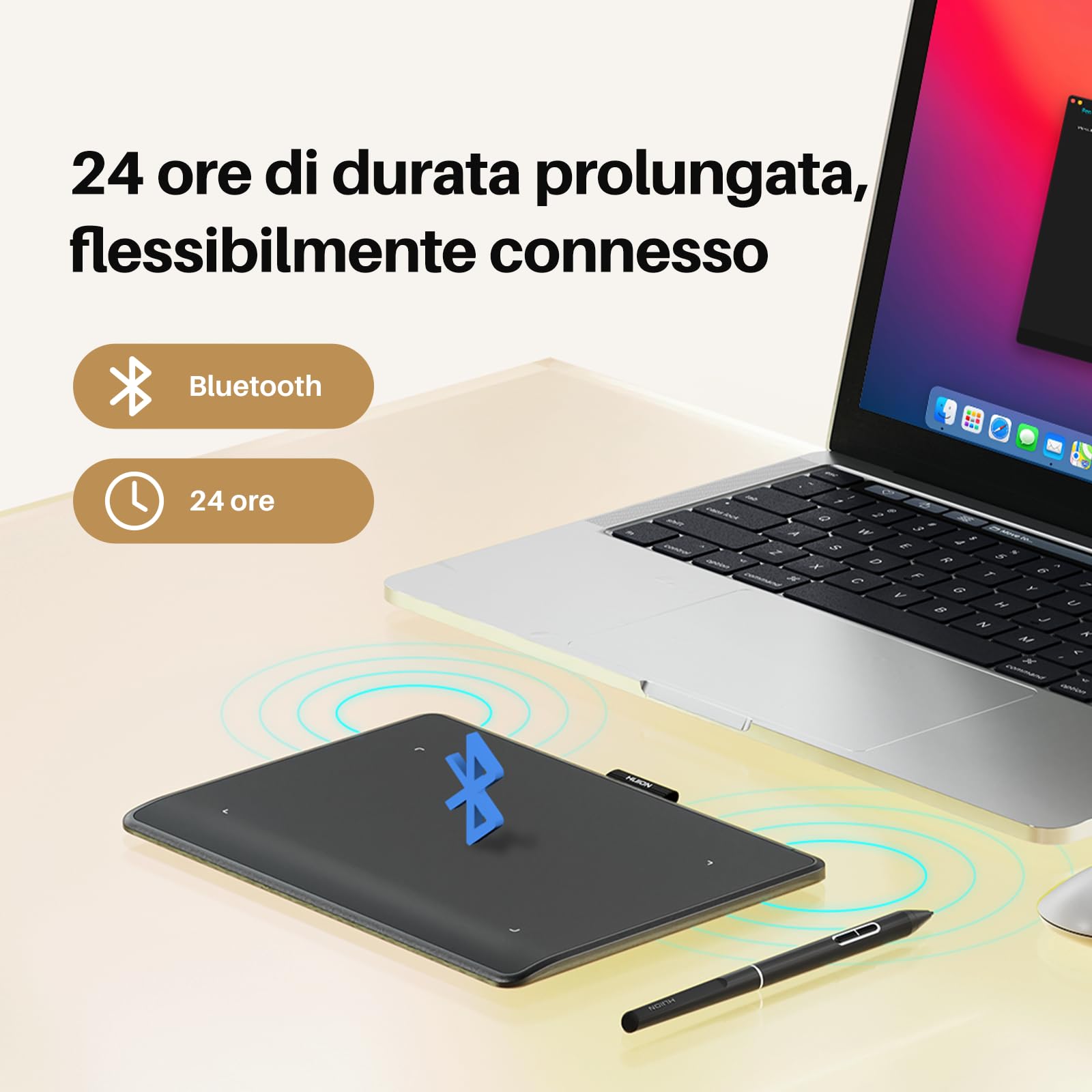 HUION Inspiroy Frego S Tavoletta Grafica Bluetooth, PenTech 3.0+, Tavoletta Grafica da 6,3X3,9 Pollici per Disegnare, Progettare, Lavorare con Mac, PC e Dispositivi Mobili