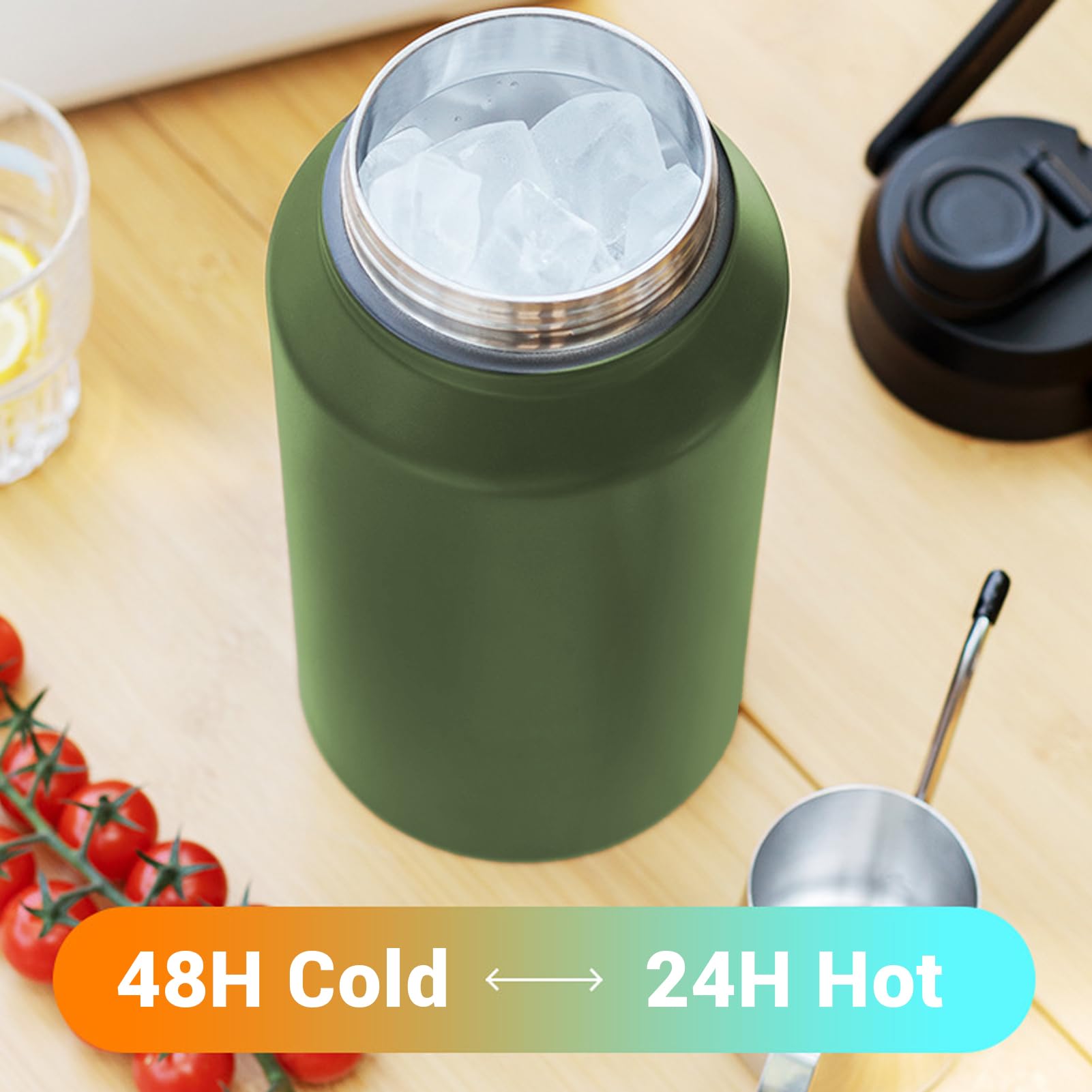 CHICIRIS Botella de Agua con Aislamiento de 3L, Botella Deportiva de Acero Inoxidable para Gimnasio, Boca Ancha, Jarra de Metal Grande para Senderismo y Acampada, Mantiene el Frío 48H (Verde oliva)