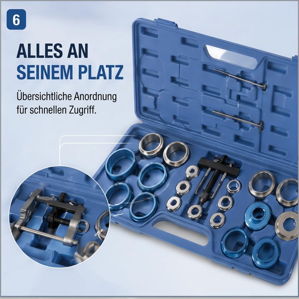 24-TLG Wellendichtring Werkzeug Satz - Kurbelwelle Nockenwelle Öldichtring Abzieher & Montagewerkzeug Set (21,5-64mm), Radialdichtring Montage Demontage Werkzeugsatz für Pkw Motor Reparatur