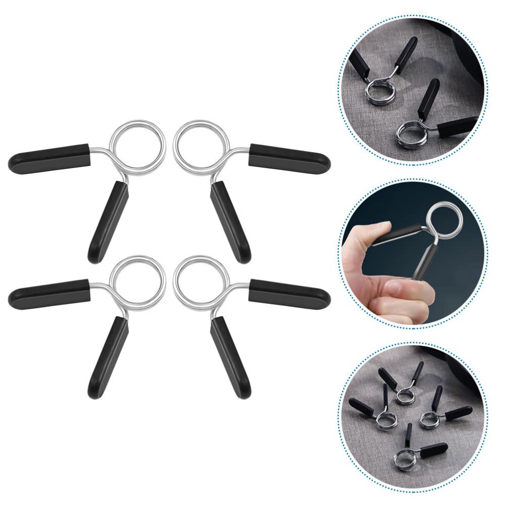 INOOMP Barbell Collars 4 Pack Spring Clip Dumbbell Handle Clamps Secure Weight Plate Holders for Fitness