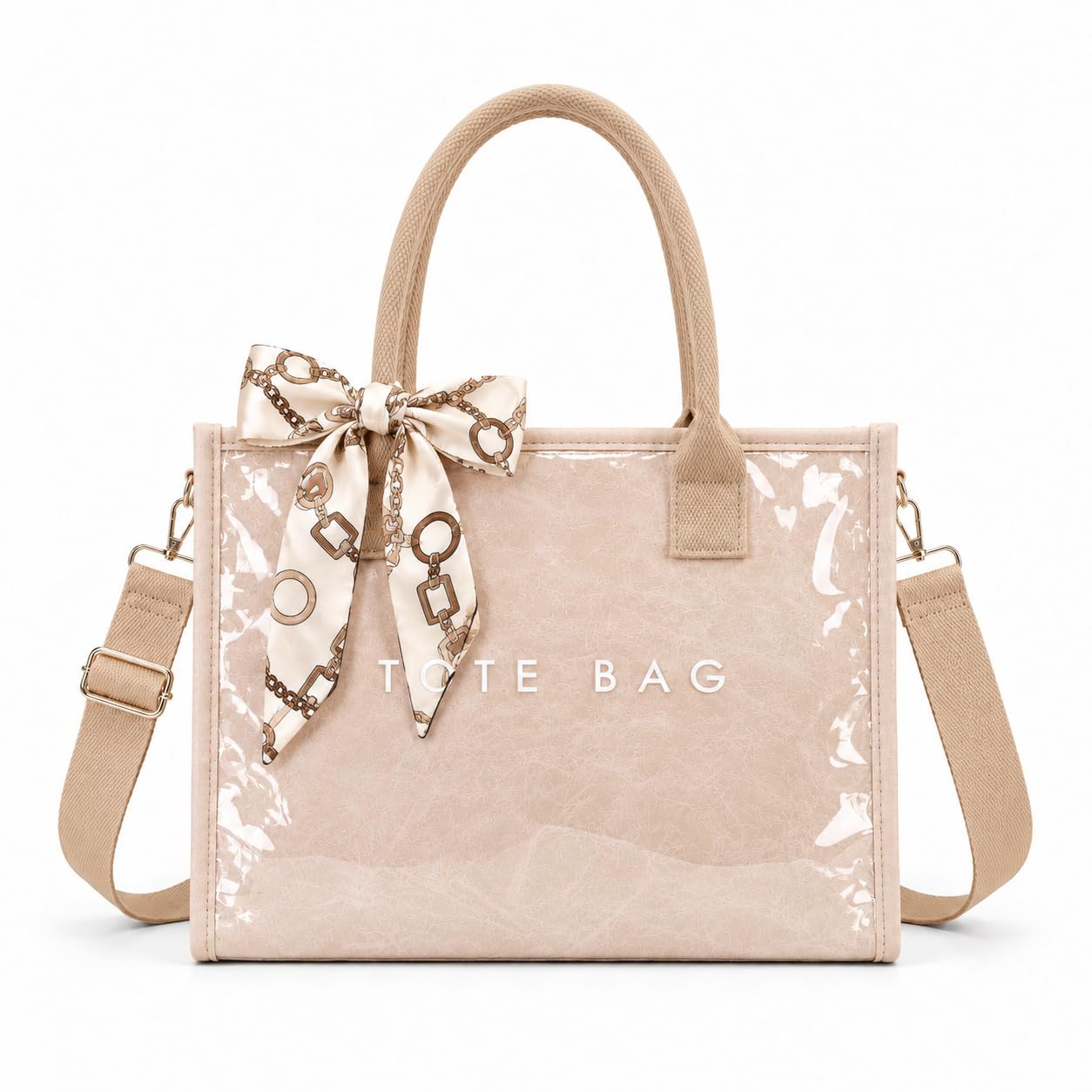 GISMTR Women's PVC Letter Print Tote Bag, Purse with Shoulder Strap
