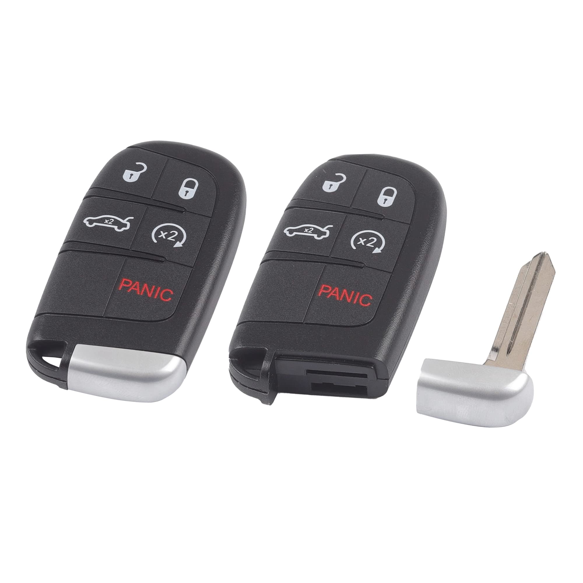 Dasbecan2PCS Key Fob Replacement Compatible with Chrysler 300 2011-2018 Dodge Charger Challenger Dart Keyless Entry Remote Control Replaces M3N-40821302 56046759AF ID46 Chip 433MHz 5 Buttons