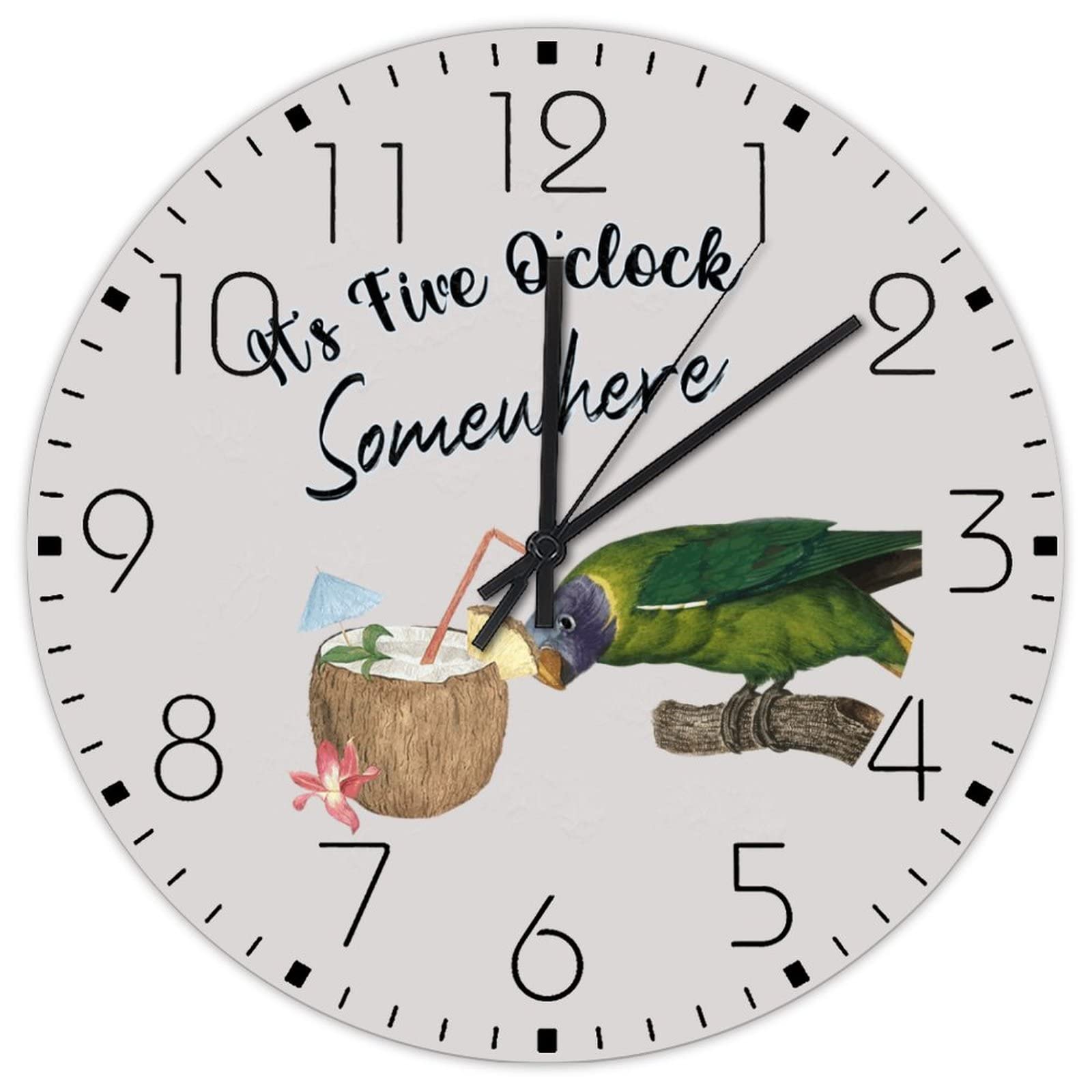 Horloge murale en bois ronde decoration rustique plage et ete