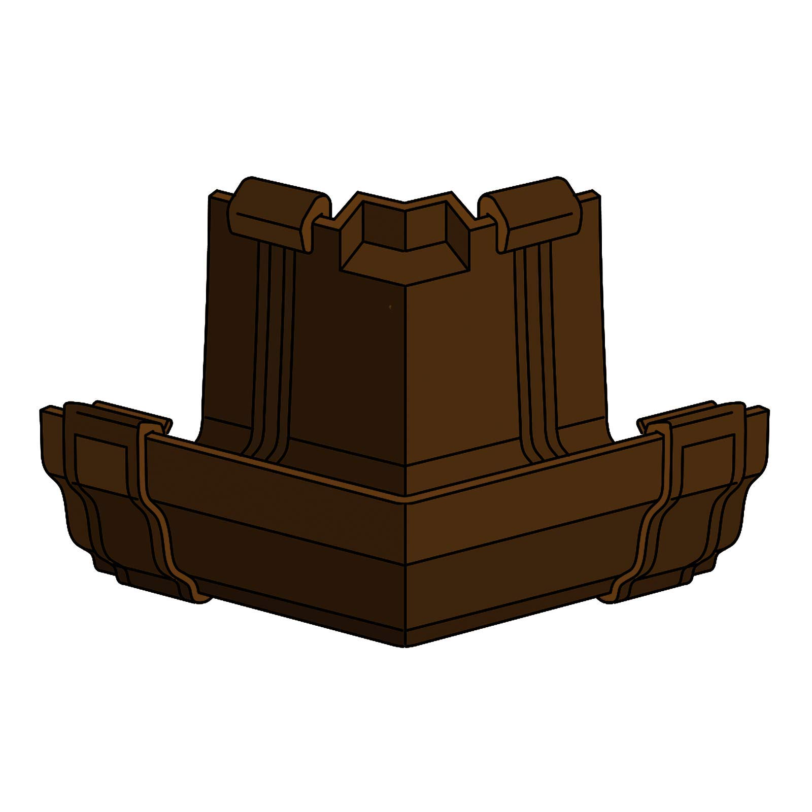 Brown 135° External Corner Joint for Marley Classic Ogee Gutter of Ultraframe Classic Conservatory Roof Guttering