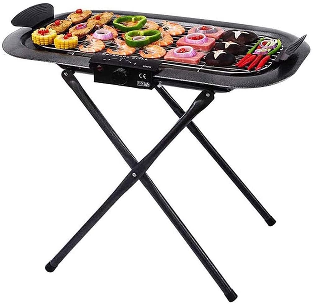 Parrilla Eléctrica Plancha de Asar Parrilla de Barbacoa Multifuncional, Parrilla de Control de Calor termostático Ajustable, Plancha Antiadherente de fácil Limpieza, portátil 1013