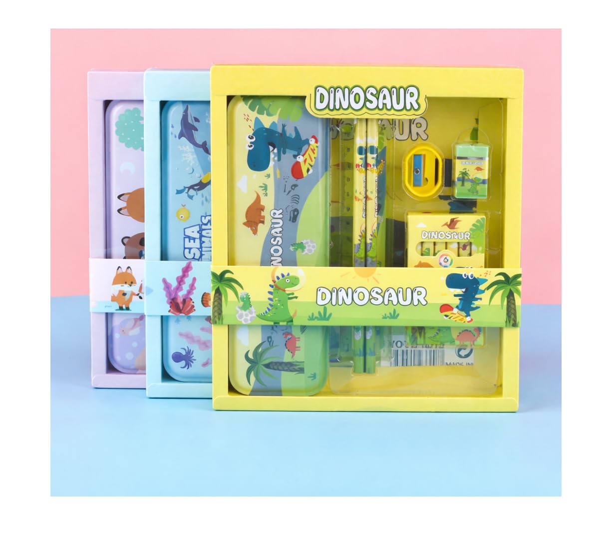 SPHINX Stationery Set for Kids -7 Pcs School Stationery Kit | Assorted Cartoon Themes | Birthday Return Gifts for Kids,Navratri Gifts,Classroom Rewards- (Assorted-7 pcs-S153-3 Set)