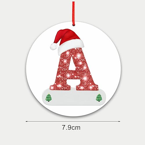 Miniatura 6 de Adornos de letras de Navidad, adornos de madera para árbol de Navidad, 26 letras colgantes para decoración de árbol de Navidad, S