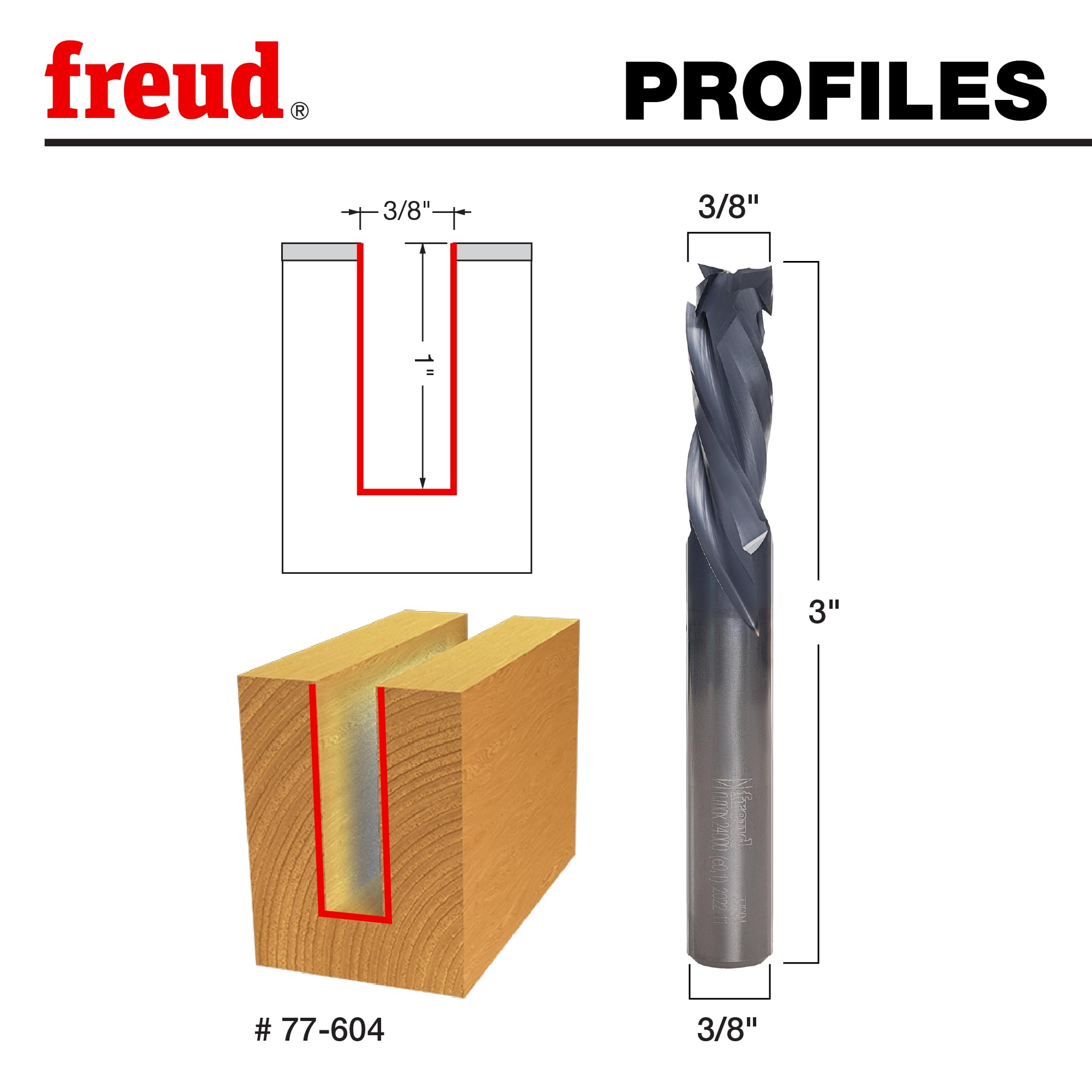 Freud 3/8" (średnica) bit spiralny z węglika spiekanego z trzpieniem 3/8" (77-604)