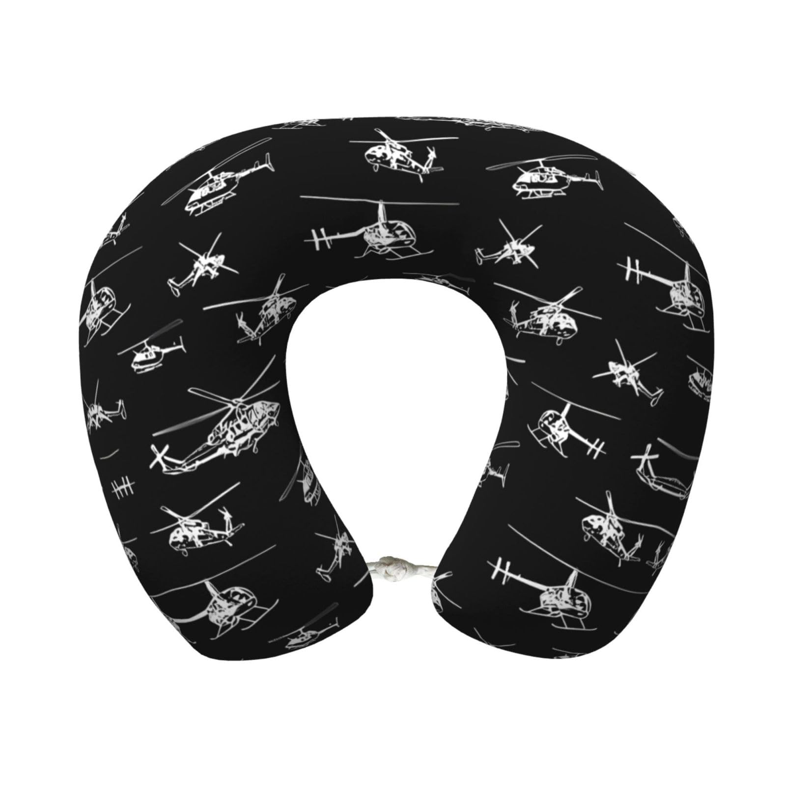 peiyeety Comfortable Helicopter Print Memory Foam Travel Pillow - U-Shaped Neck Support for Trips, Office Naps, and More