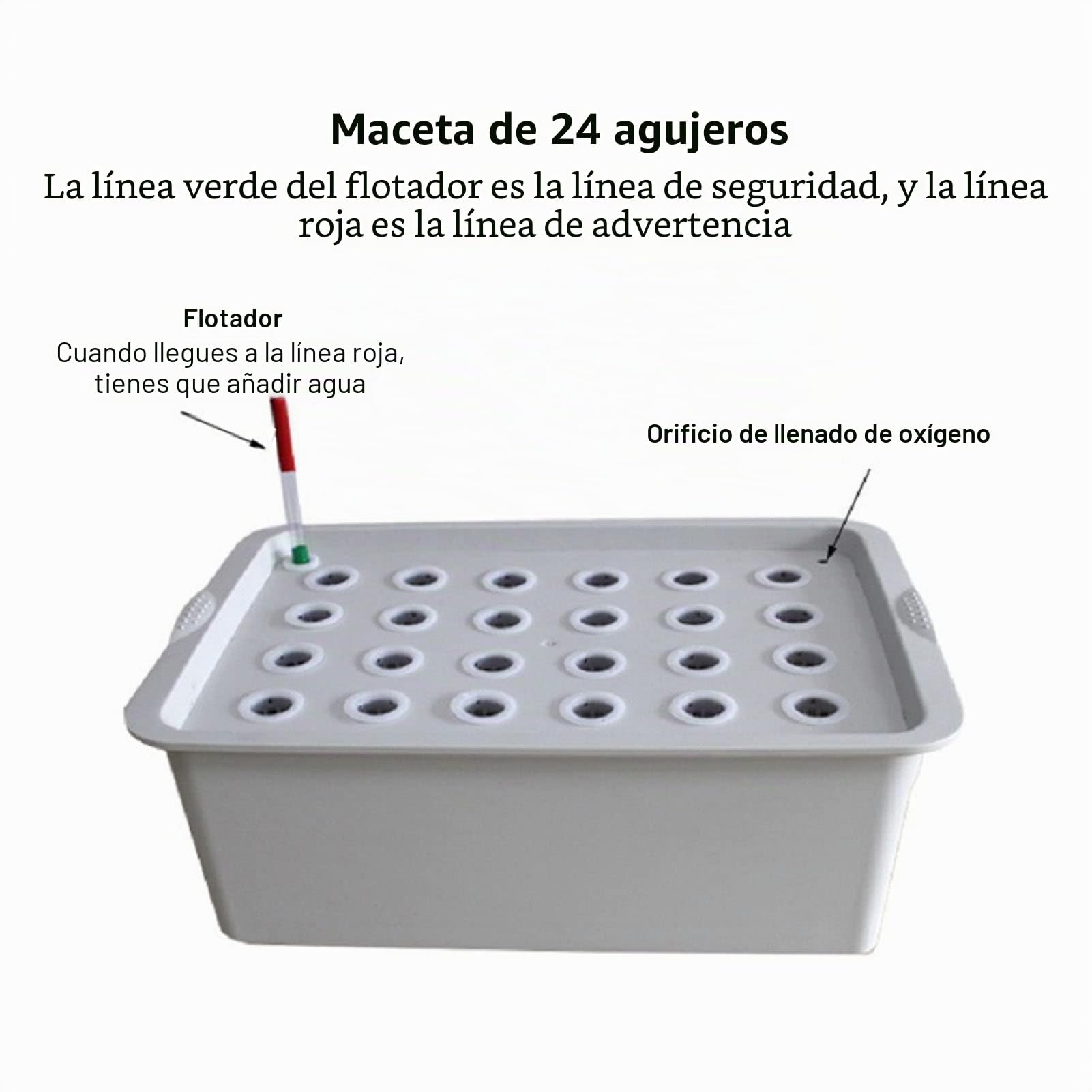 Kit Completo de Cultivo Hidropónico, 24 Sitios, Gris, con Temporizador Automático y Bomba de Aire para Oxigenación