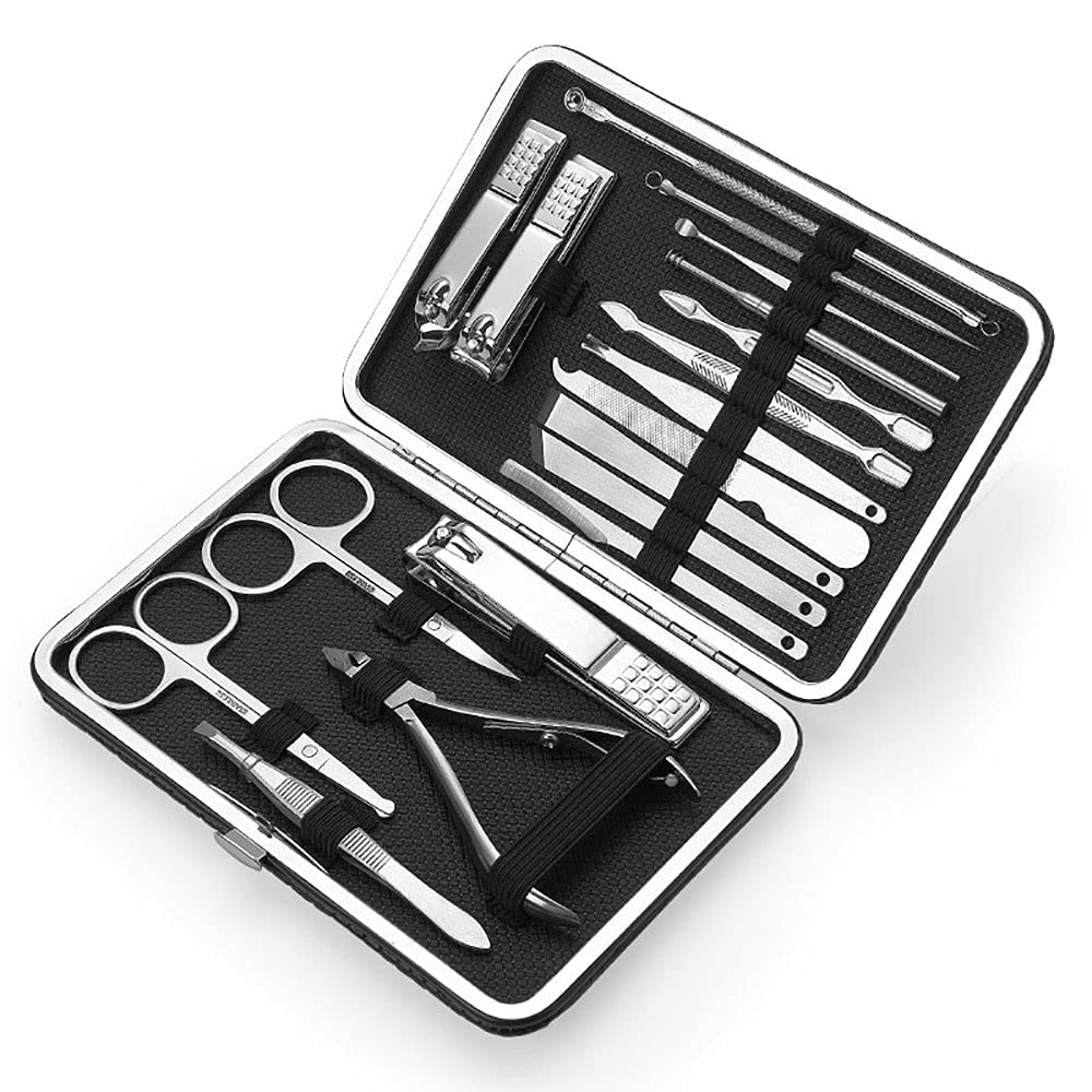 Kit pédicure 18 pièces pour voyage et maison avec étui en cuir
