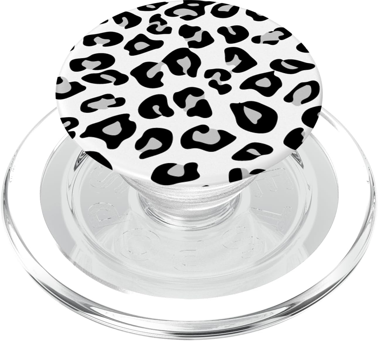 Cute Snow Leopard Black White Gray Cheetah Animal Print PopSockets Grip and Stand for Phones and Tablets PopSockets MagSafe PopGrip for iPhone
