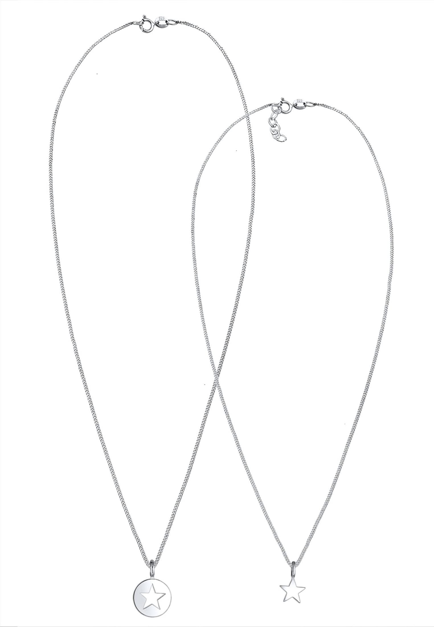 Elli Collares Mujeres Juego Colgante de Estrella Cut-Out Madre Hijo en Plata de Ley 925