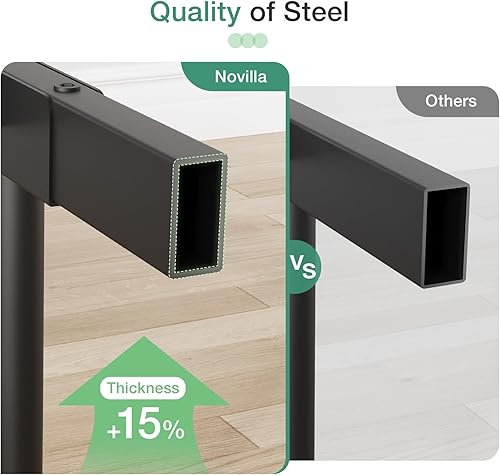 Miniatura 49 de Novilla - Base de cama con cabecera y estribo, plataforma de metal de 14 pulgadas con almacenamiento debajo de la cama, no necesita somier, soporte