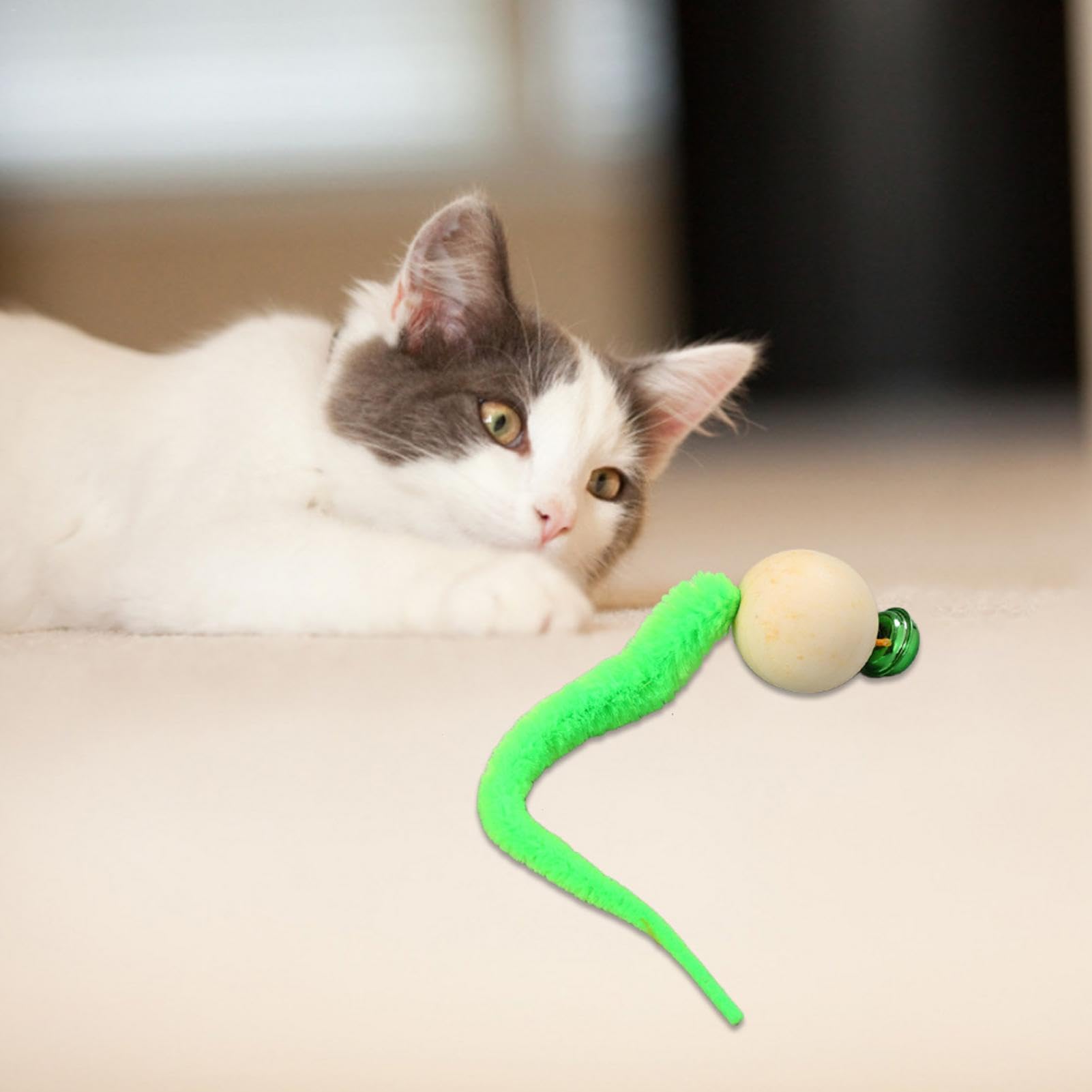 Bell-Katzen-Wurmball Mit Glöckchen – Buntes, Wackelndes Spielzeug Für Katzen & Kitten – Simulation Von Beutebewegungen