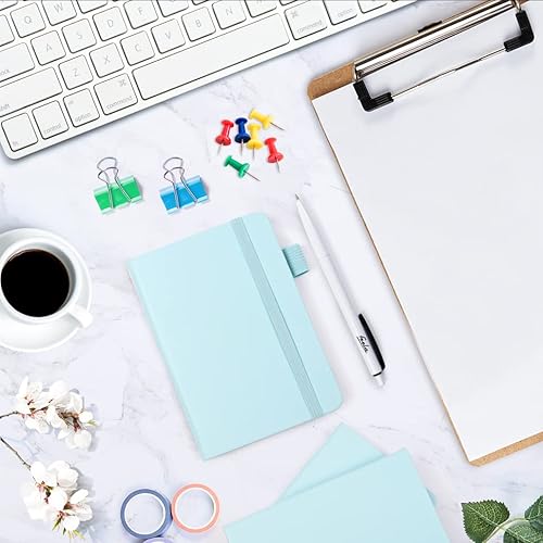 Miniatura 46 de feela Paquete de 3 cuadernos pequeños de bolsillo, mini bloc de notas con rayas universitarias de tapa dura, suministros de oficina para mujer