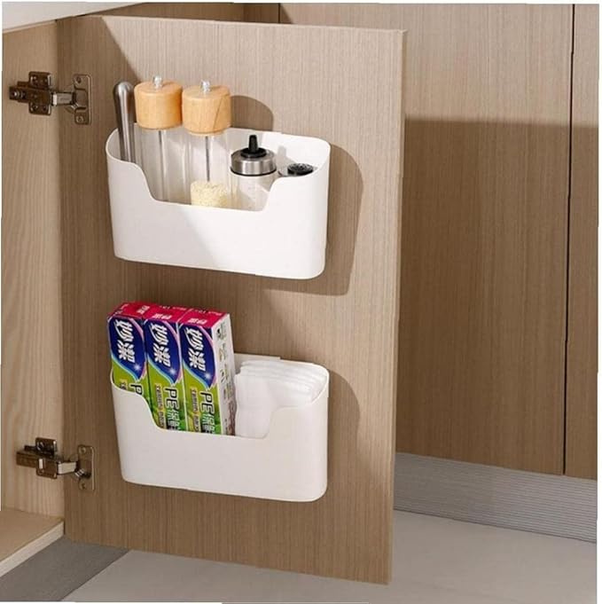 EigPluy Pack of 2 Kitchen Door Storage Box, SelfAdhesive Wall Mounted Storage Box