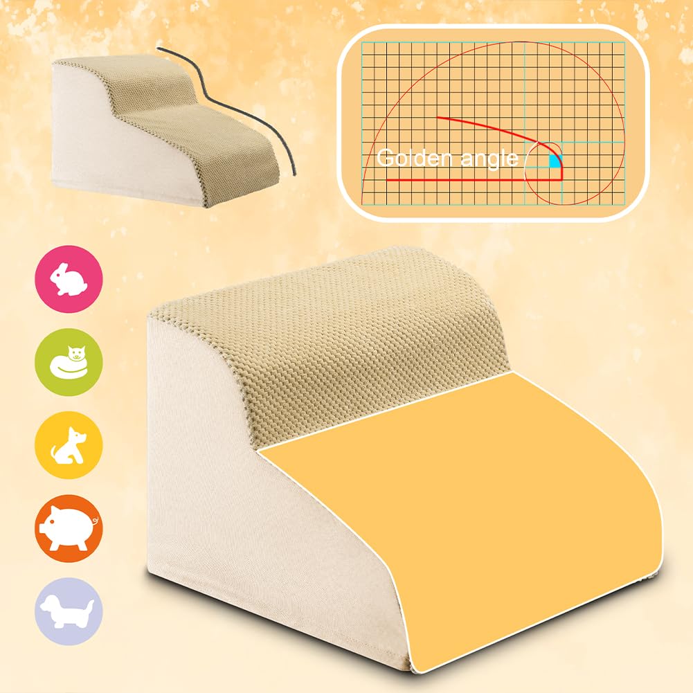 Scaletta Per Cani E Gatti Anziani Con 2 Gradini - Imbottitura Morbida E Rivestimento Lavabile