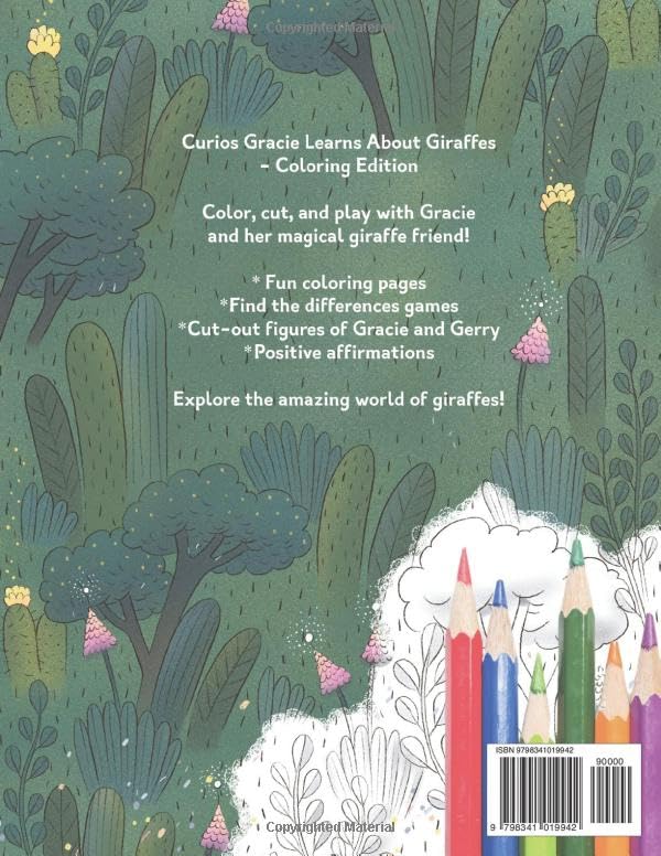 Curious Gracie Learns About Giraffes Coloring Edition for Kids 6+: Adorable Giraffe Coloring Book for girls | Find the Differences | Cut and Play | ... Learns About Giraffes - Coloring Bundle) image 3