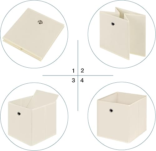 Vista 6 de Cubos de tela de almacenamiento, cubos de almacenamiento plegables de tela de 11 pulgadas, cestas organizadoras con asas para estantes, armario