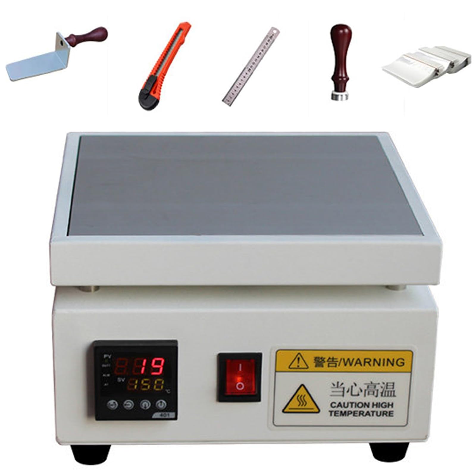 Máquina de sellado manual de celofán, sellador térmico con control de temperatura y placa caliente de acero inoxidable, para perfumes, cosméticos, caja de regalo