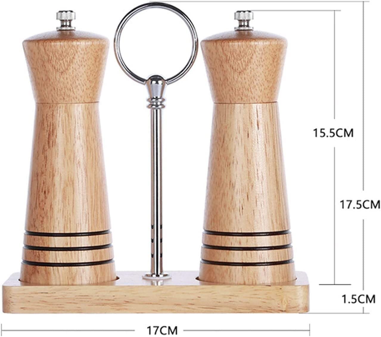 Manuelle Gewürzmühle, Salz- und Pfeffermühlen-Set mit Ständer, Salz- und Pfeffermühlen mit Einstellbarer Keramik-Grobheit, Salz- und Pfeffermühlen aus Holz – 2er-Pack