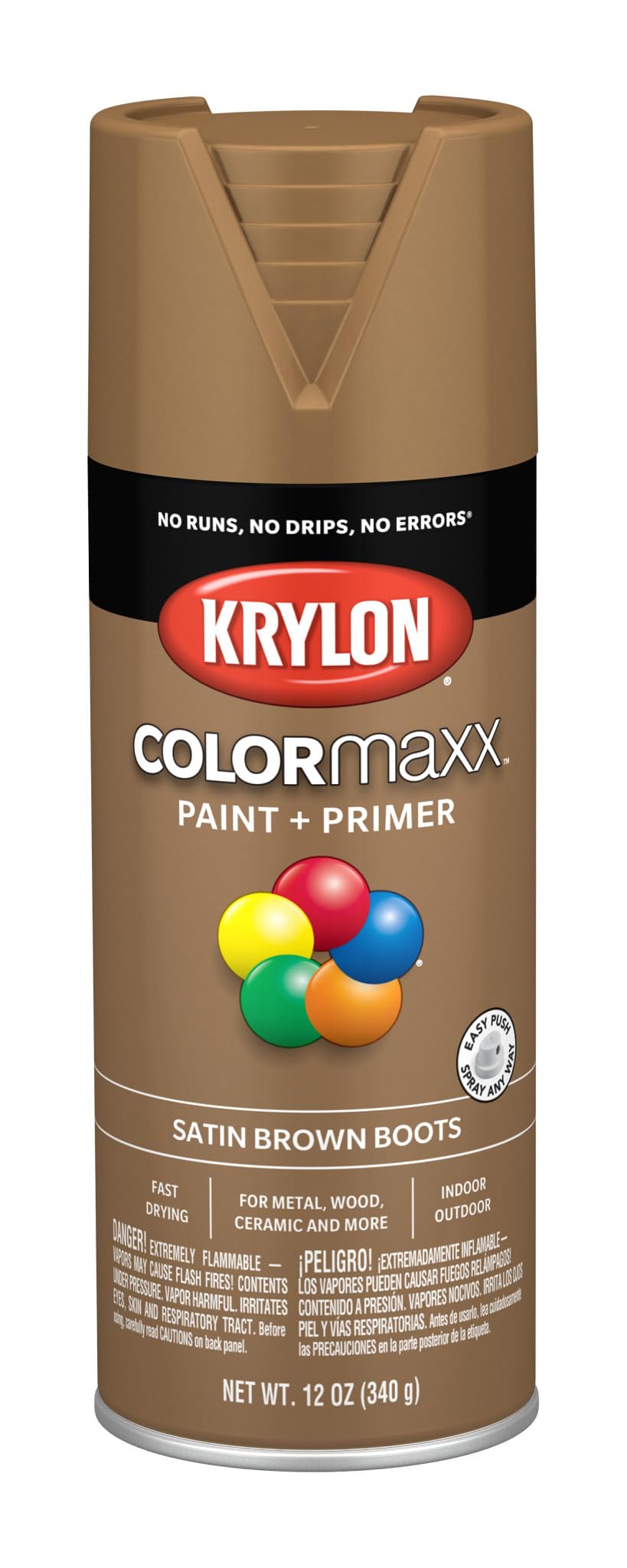 Krylon ColorMaxx 12 Oz. Satin Spray Paint, Brown Boots - 1 Each