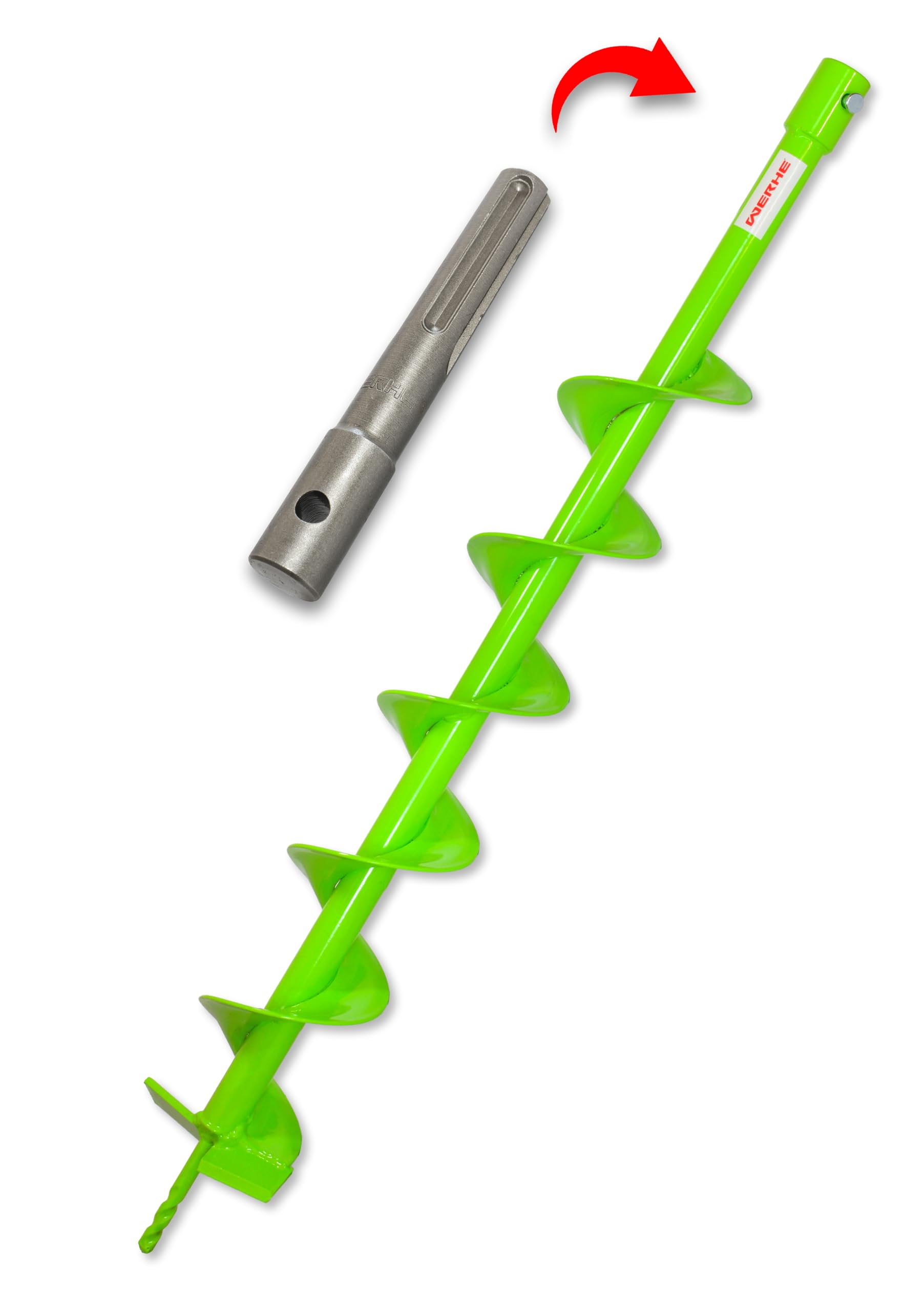 WERHE Earth Drill with SDS Max Receptacle 120 mm Robust Drill Tip Pile Drill Bit 120mm