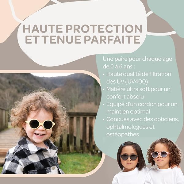BÉABA, Lunettes de soleil pour bébé 0-9 mois, Protection 100% UV - CAT 4, Protection Latérale, Confort Optimal, Bandeau élastique ajustable, Bleu perle - 5