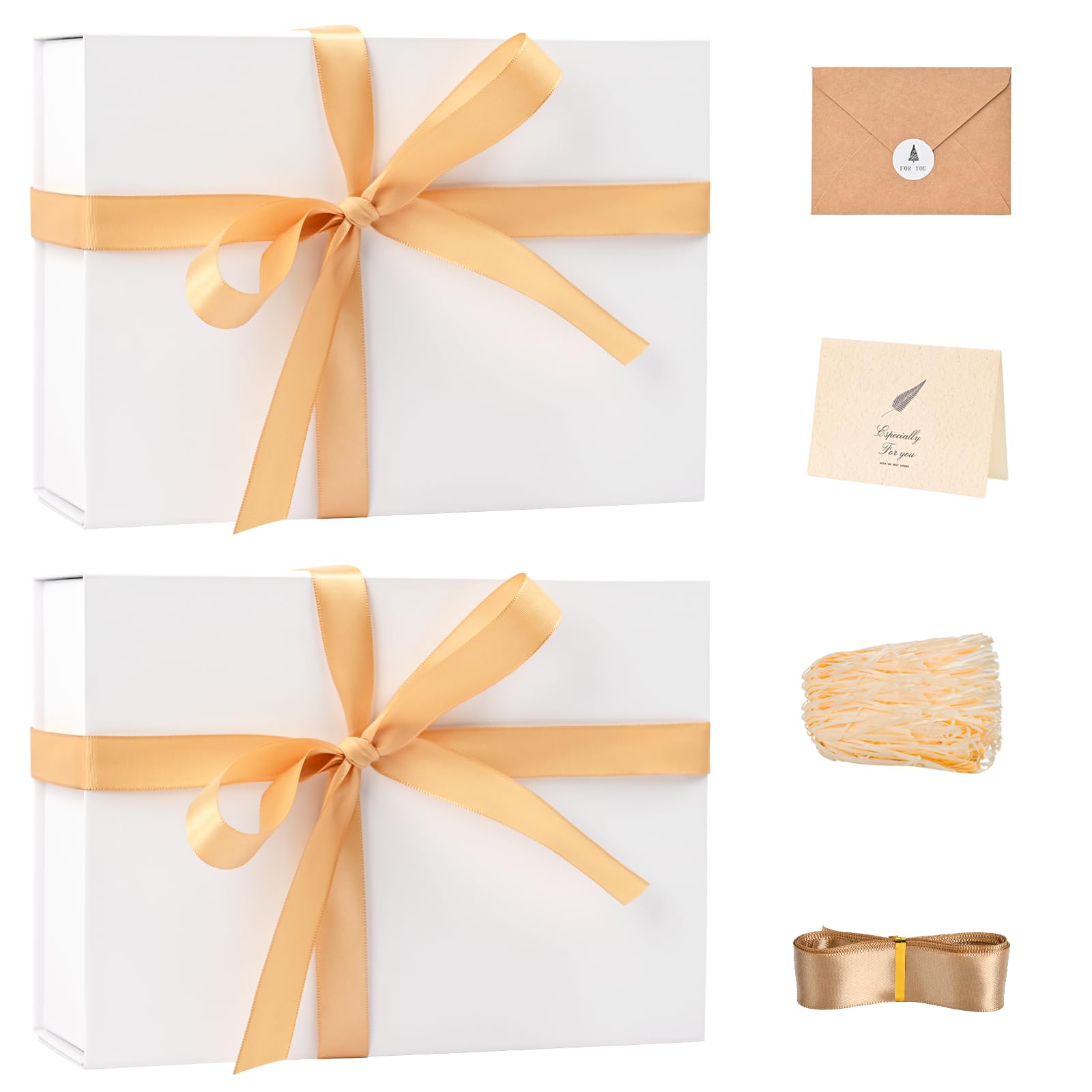 LIFELUM White Magnetic Gift Box for Wedding Presents, 9.5"x7"x3.5"