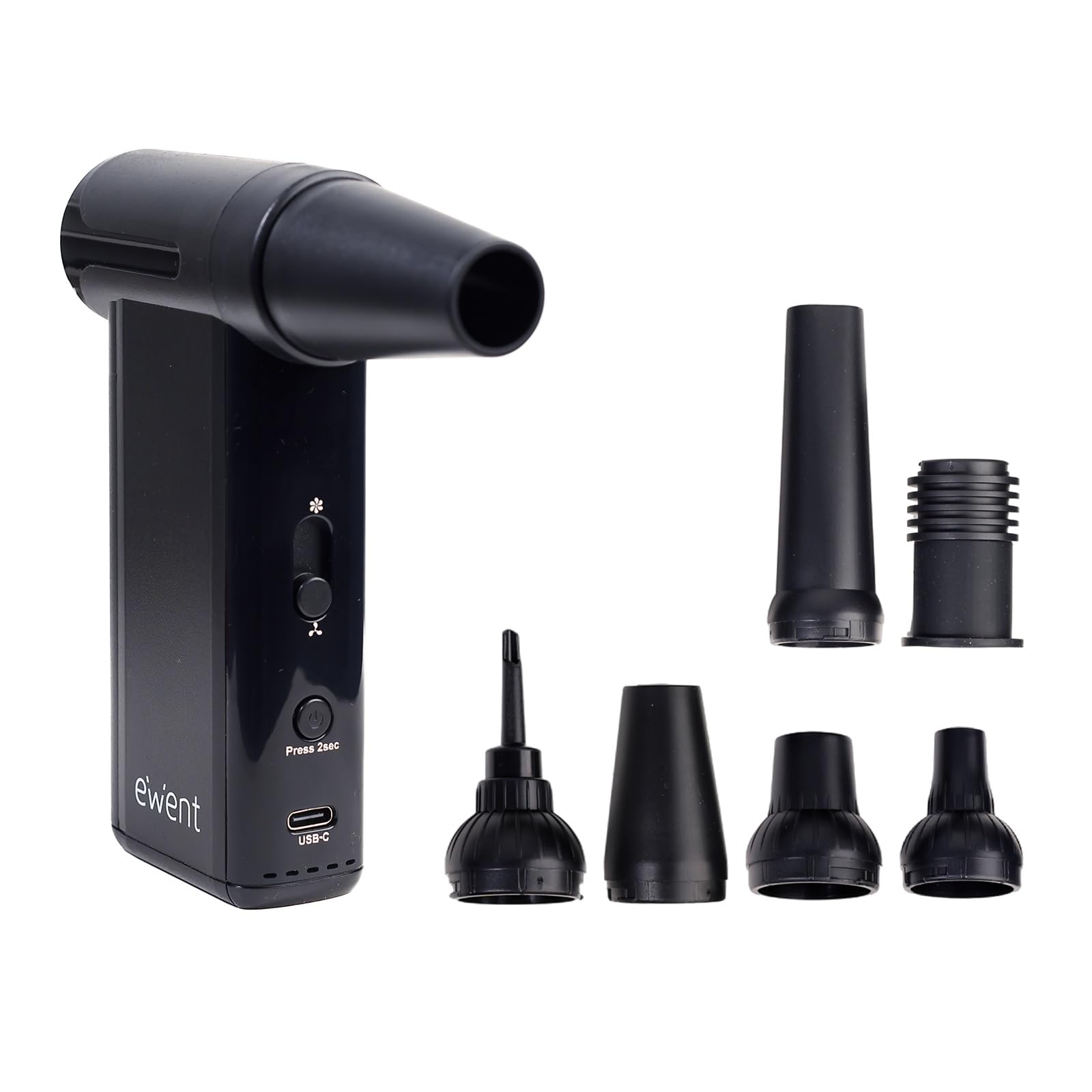 Ewent Soffiatore Aria Elettrico 130000 giri/min, Aspirapolvere Portatile 3-in-1,Rimuovi Polvere,Gonfiatore,Aria Compressa Pulizia,Senza Fili,8 Velocità, Ricaricabile 5000mAh, Per Elettronica,Casa,Auto