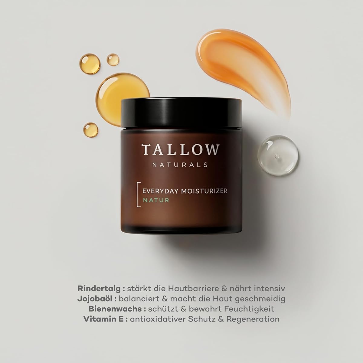 TALLOW Naturals Everyday krem nawilżający naturalny – znany z lwów – łój wołowy krem na dzień, Bio Beef Tallow Skincare, krem z łoju wołowego z Niemiec z bydła karmionego trawą (120 ml)