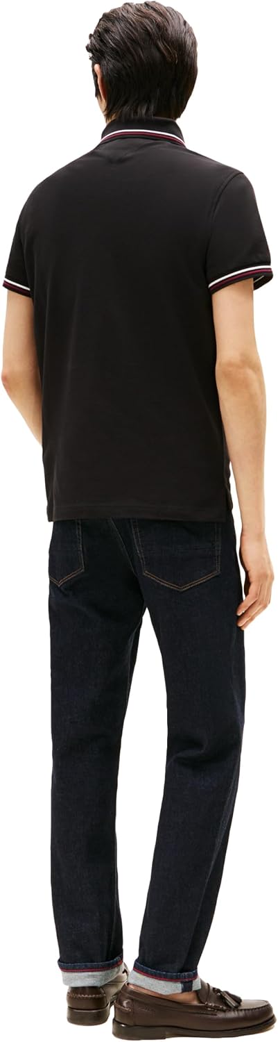 Tommy Hilfiger Men's Short Sleeve Casual Polo Shirts in Slim Fit with Stretch and Cuff Designs