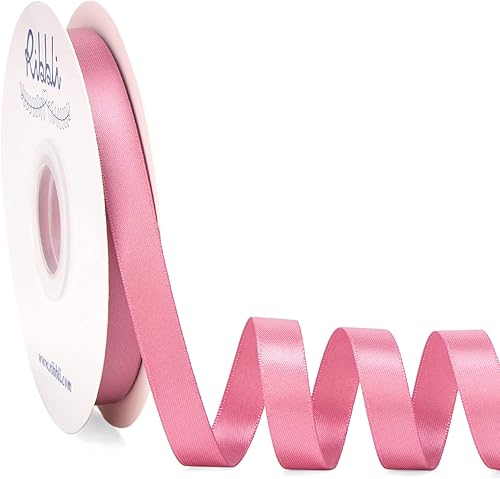Ribbli - Cinta de satén rosa mauve de doble cara de 12 pulgada x 50 yardas continuas - Cinta rosa mauve para envoltura de regalos, manualidades,