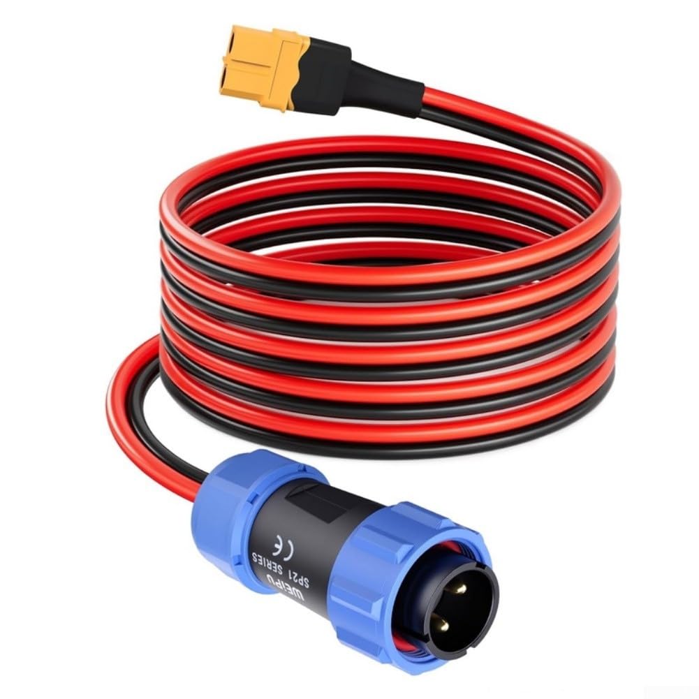 For Xt60 Female To Aviation Connector Cable 12V 30A 2-Pin Locking Waterproof Dustproof Power Cord For BLUETTI AC200MAX AC200P AC300 AC500 EP500 Pro Portable Power Station Tinned Copper Wire