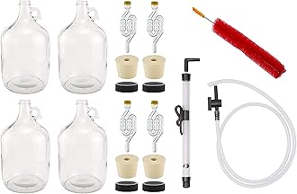 1 Gallon Glass Jug, 6.5 Stopper, Airlock, Lid-Set of 4 -With Siphon Set  & Brush