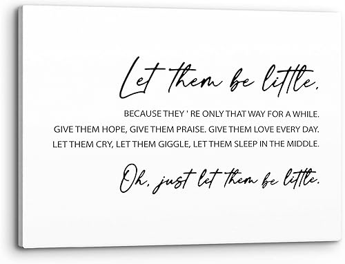 PHAMTE Let Them Be Little - Arte de pared, impresión minimalista motivacional, lienzo enmarcado, obra de arte para el hogar, habitación de niños y