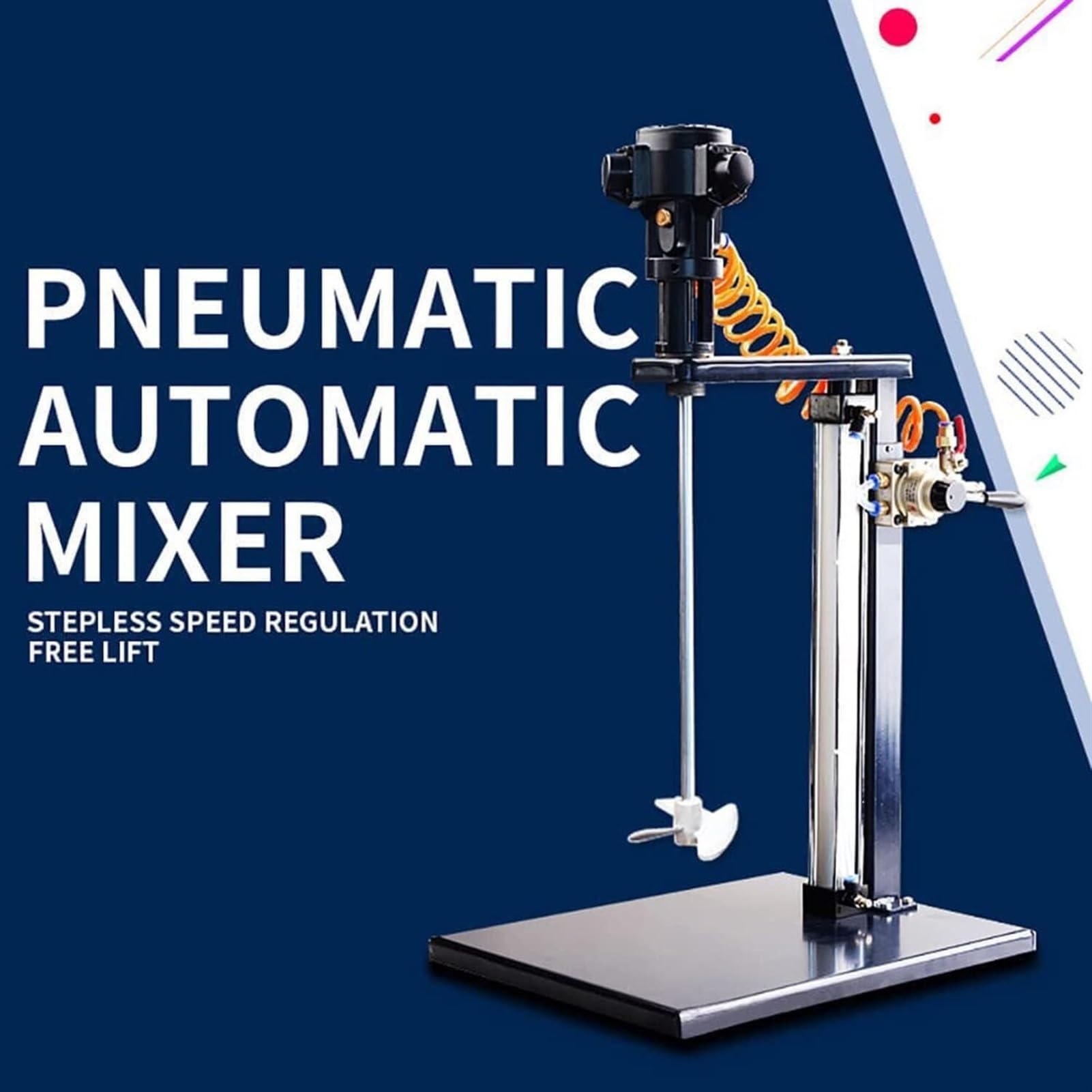 Agitador de aire con soporte for máquina agitadora de pintura, agitador neumático for mezclador de pintura, mezclador neumático de 5 gal/20 l, mesa de acero inoxidable vertical, elevación automática,