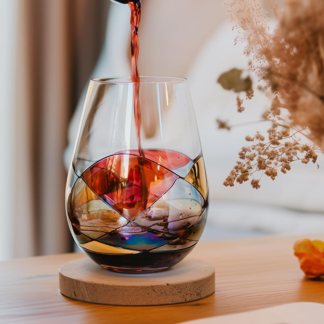 Handblown Red Wine Glasses - Sagrada Familia Inspired -7 Handblown Red Wine Glasses - Sagrada Familia Inspired -7