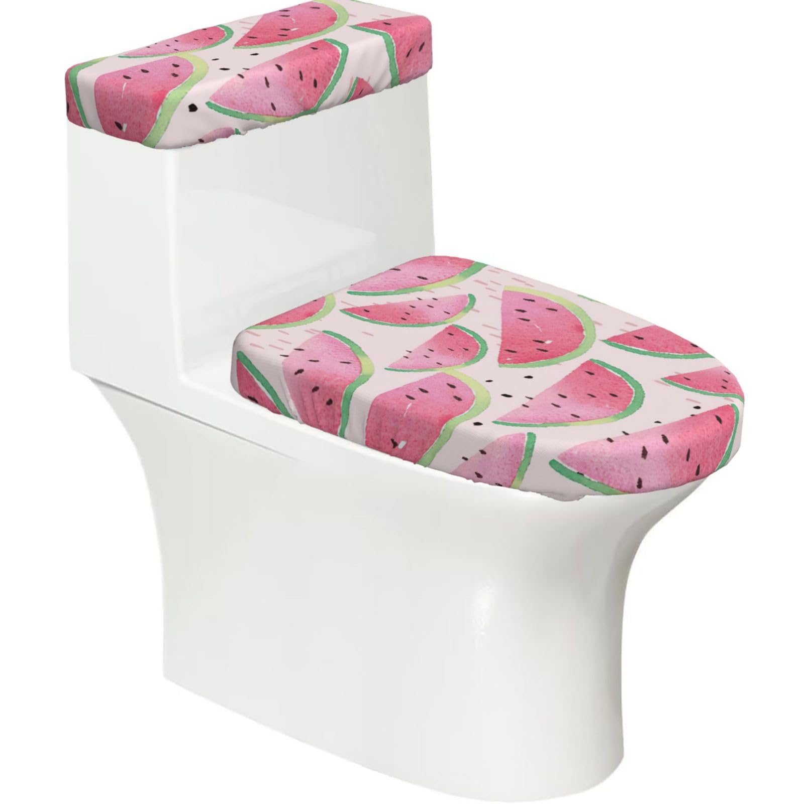 Watermelon Fresh Fruit Print Bathroom Decor Toilet Lid Cover And Tank Covers, Restroom Accessories Fits Most Round