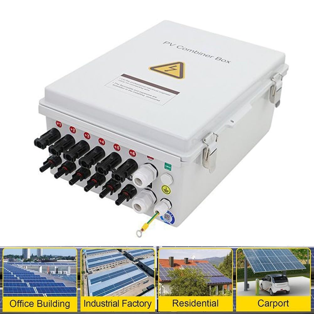 6-saitige Solar-PV-Kombinatorbox mit DC-Sicherung und Schutzschalter, IP65 wasserdichtes Photovoltaik-Array-Anschlussgehäuse für netzunabhängige Solaranlage und Wohnmobil-Camper